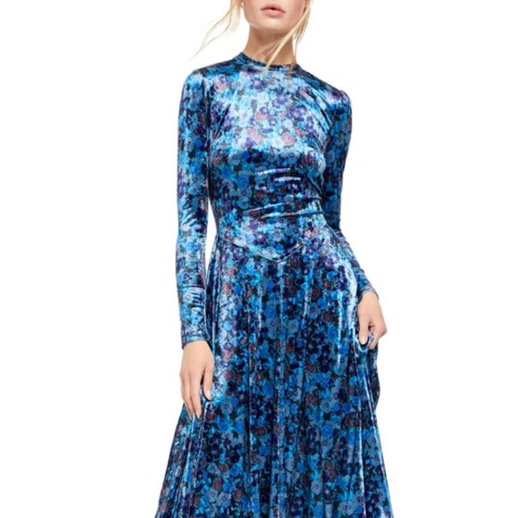 Free People Heartland Floral Crushed Velvet Maxi Dress Open Back Size M #409 - Picture 1 of 13